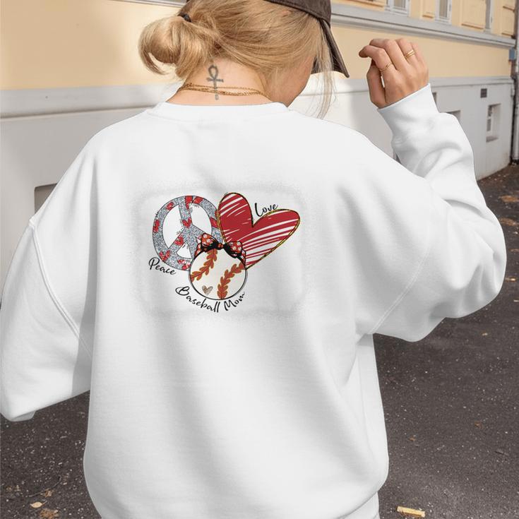 Peace Love Baseball Mom Mommy Premium Women's Sweatshirt Back Print Peace Love Baseball Mom Mommy Premium Women's Sweatshirt Back Print