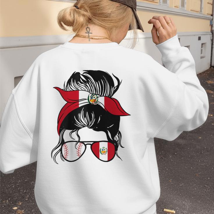 Peruvian Baseball Mom Peru Flag Baseball Girl Women's Sweatshirt Back Print Peruvian Baseball Mom Peru Flag Baseball Girl Women's Sweatshirt Back Print