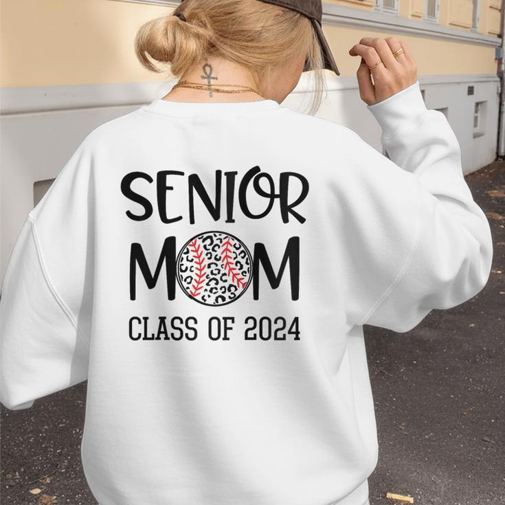 Proud Senior Baseball Mom Senior 2024 Class Leopard Game Day Raglan Baseball Tee Women's Sweatshirt Back Print