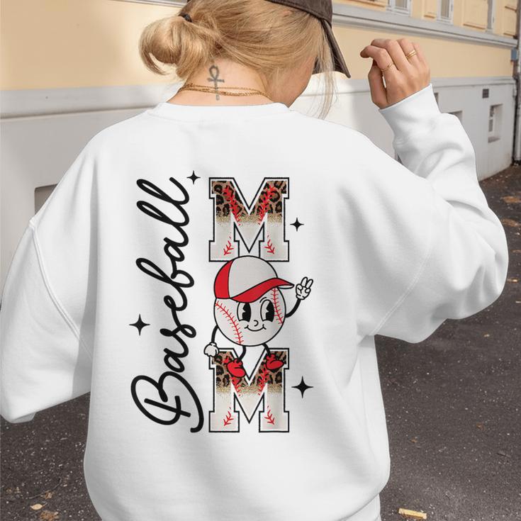 Retro Baseball Mom Mama Baseball Life Softball Life Game Day Women's Sweatshirt Back Print