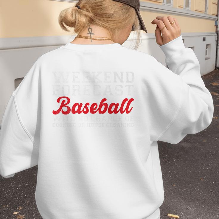 Retro Baseball Mom Mother's Day Weekend Forecast Baseball Premium Women's Sweatshirt Back Print Retro Baseball Mom Mother's Day Weekend Forecast Baseball Premium Women's Sweatshirt Back Print