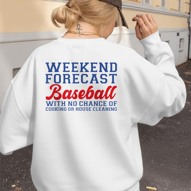 Retro Baseball Mom Mother's Day Weekend Forecast Baseball Women's Sweatshirt Back Print Retro Baseball Mom Mother's Day Weekend Forecast Baseball Women's Sweatshirt Back Print