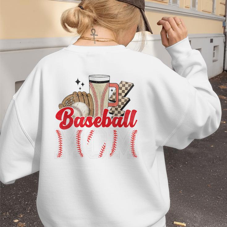 Retro Coffee Baseball Mama Mother's Day Baseball Mom Premium Women's Sweatshirt Back Print