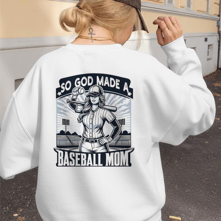 So God Made A Baseball Mom Baseball Player Premium Women's Sweatshirt Back Print