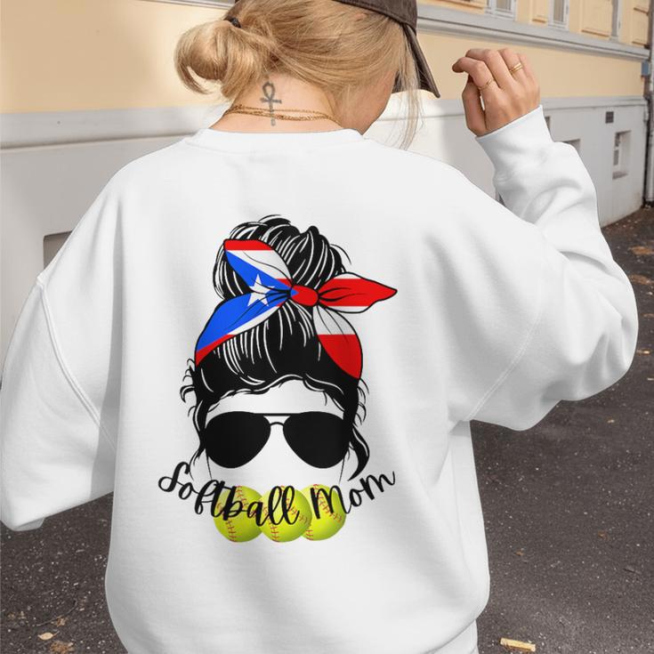 Softball Mom Puerto Rican Mom Spanish Baseball Mom Tote Women's Sweatshirt Back Print
