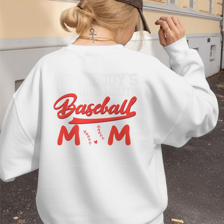 Somebody's Loud Mouth Baseball Mom Mama Premium Women's Sweatshirt Back Print Somebody's Loud Mouth Baseball Mom Mama Premium Women's Sweatshirt Back Print