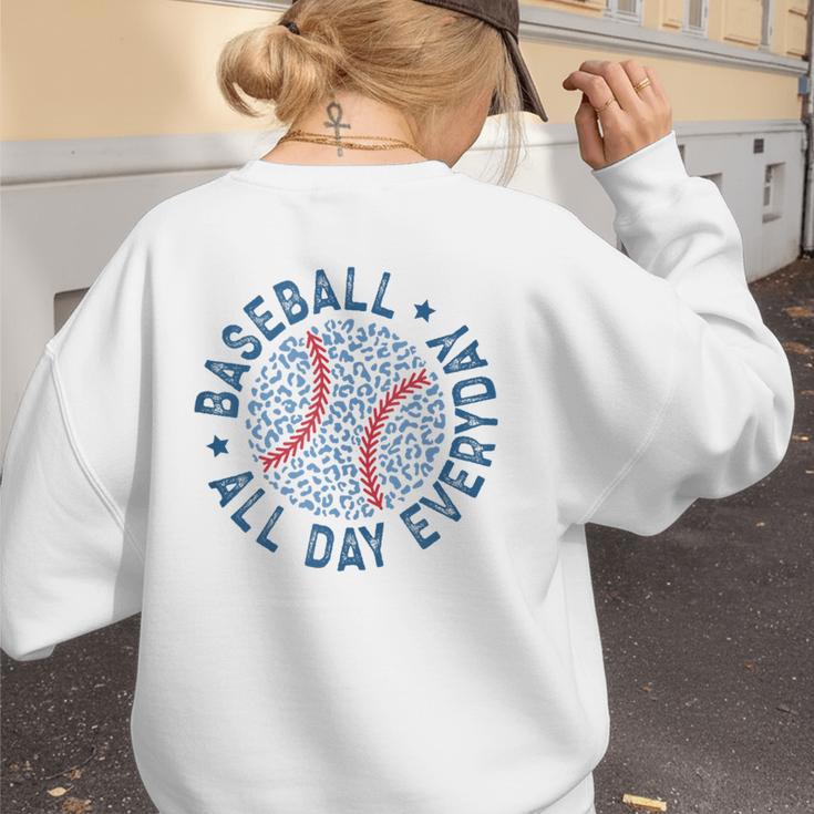 Spring 2024 Season Cute Baseball Mom All Day Everyday Women's Sweatshirt Back Print Spring 2024 Season Cute Baseball Mom All Day Everyday Women's Sweatshirt Back Print