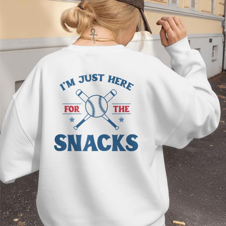 Spring 2024 Season Cute Baseball Mom Here For The Snacks Women's Sweatshirt Back Print Spring 2024 Season Cute Baseball Mom Here For The Snacks Women's Sweatshirt Back Print