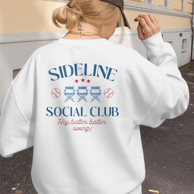 Spring 2025 Swing Batter Baseball Mom Sideline Social Club Women's Sweatshirt Back Print Spring 2025 Swing Batter Baseball Mom Sideline Social Club Women's Sweatshirt Back Print