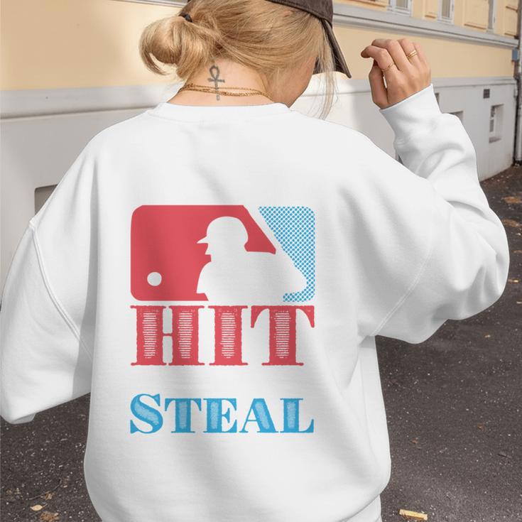 I Teach My Kid Baseball Mom Vintage Coach Baseball Women's Sweatshirt Back Print