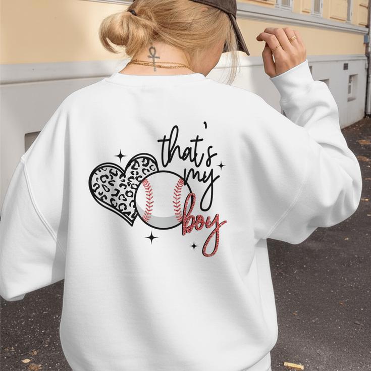 That's My Boy Leopard Heart Baseball Mom Women's Sweatshirt Back Print That's My Boy Leopard Heart Baseball Mom Women's Sweatshirt Back Print