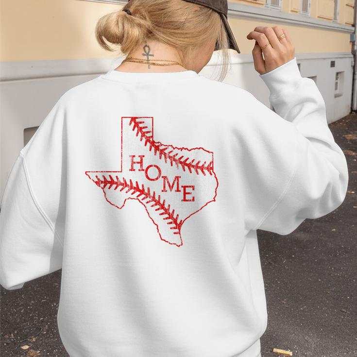 Vintage Texas State Map Home Baseball Lover Baseball Mom Women's Sweatshirt Back Print Vintage Texas State Map Home Baseball Lover Baseball Mom Women's Sweatshirt Back Print
