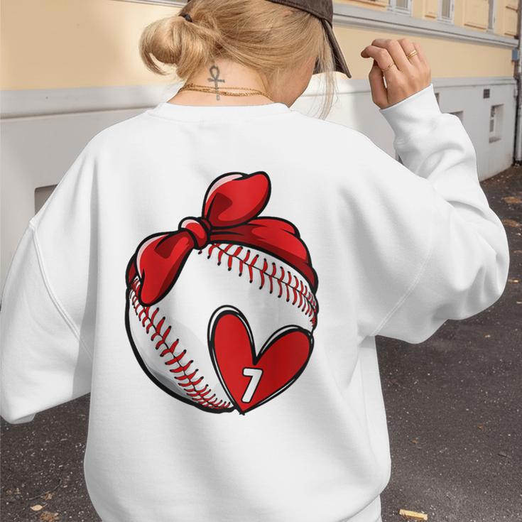 Womens Custom Baseball Mom Number 7 Heart For Mom Mommy Raglan Baseball Tee Women's Sweatshirt Back Print Womens Custom Baseball Mom Number 7 Heart For Mom Mommy Raglan Baseball Tee Women's Sweatshirt Back Print