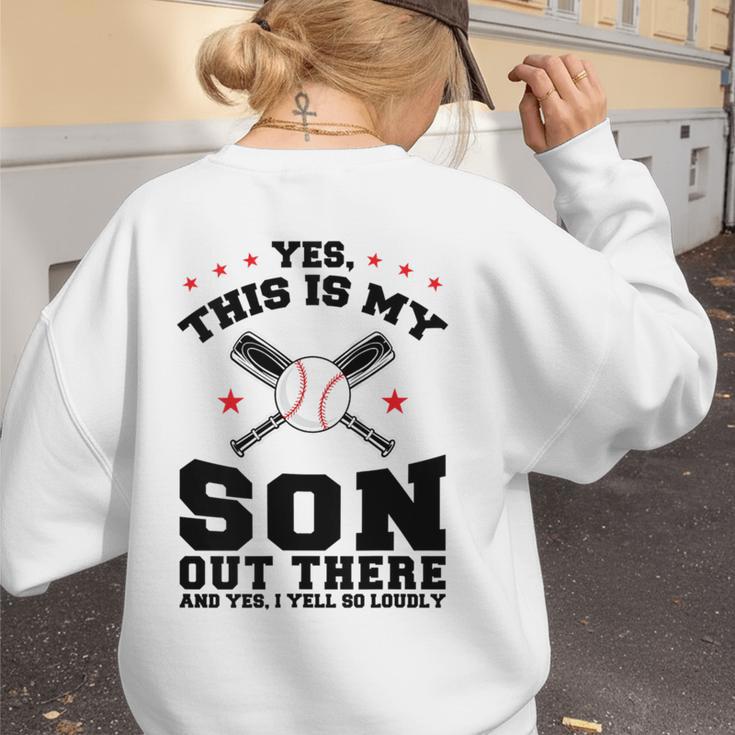 Yes This Is My Son Out There Baseball Mom Women's Sweatshirt Back Print Yes This Is My Son Out There Baseball Mom Women's Sweatshirt Back Print