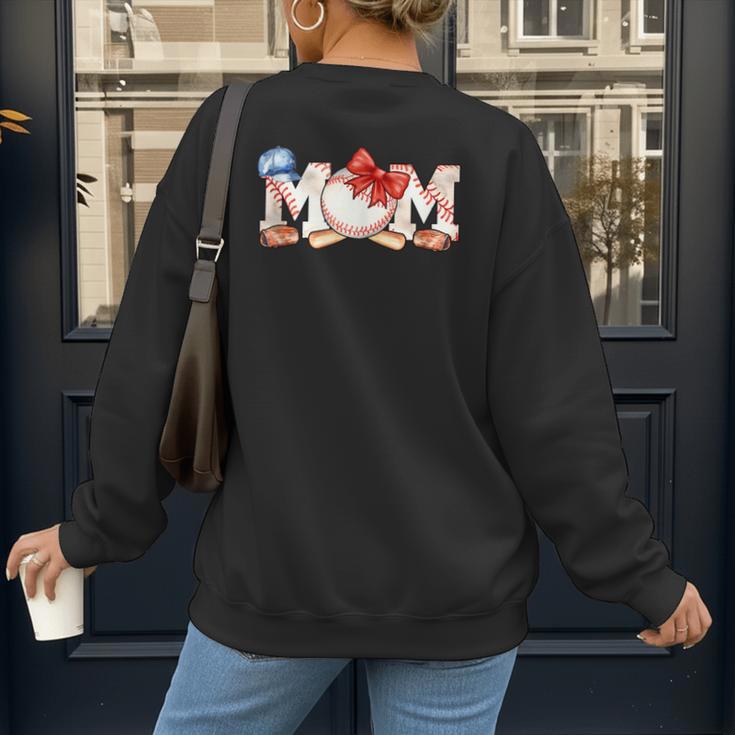 Ball Mom Bow Tie Baseball Mom Women's Sweatshirt Back Print Ball Mom Bow Tie Baseball Mom Women's Sweatshirt Back Print