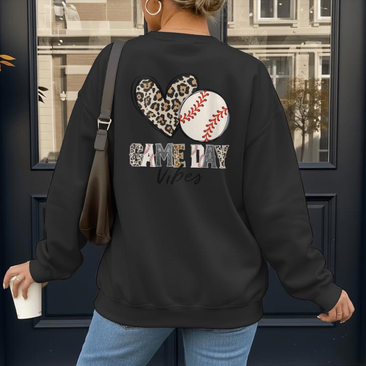 Baseball Game Day Vibes Baseball Mom Mama Leopard Cute Women's Sweatshirt Back Print