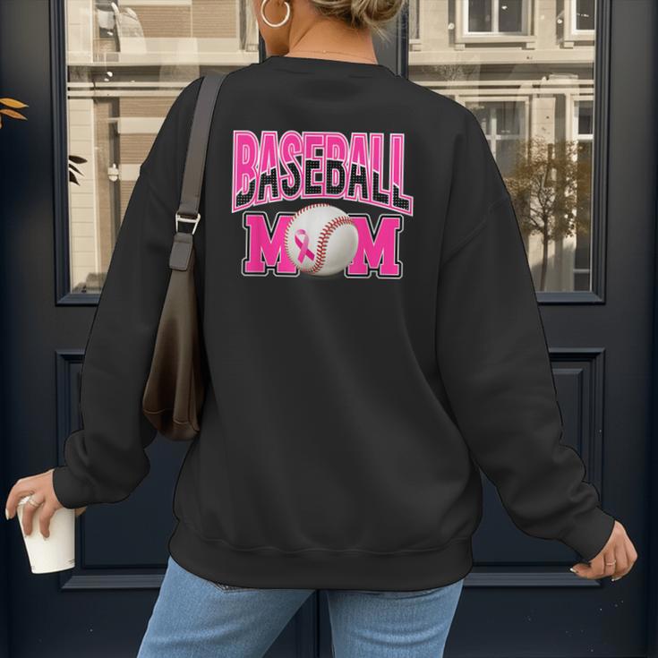 BASEBALL MOM BREAST CANCER RIBBON PINK SPORTS MOM Women's Sweatshirt Back Print BASEBALL MOM BREAST CANCER RIBBON PINK SPORTS MOM Women's Sweatshirt Back Print