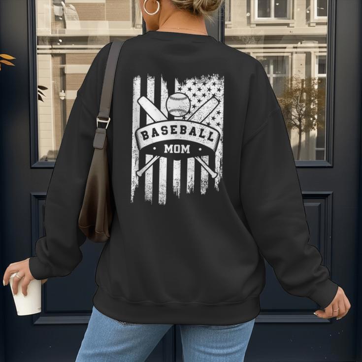 Baseball MOM Cool USA American Flag Family Reunion Women's Sweatshirt Back Print