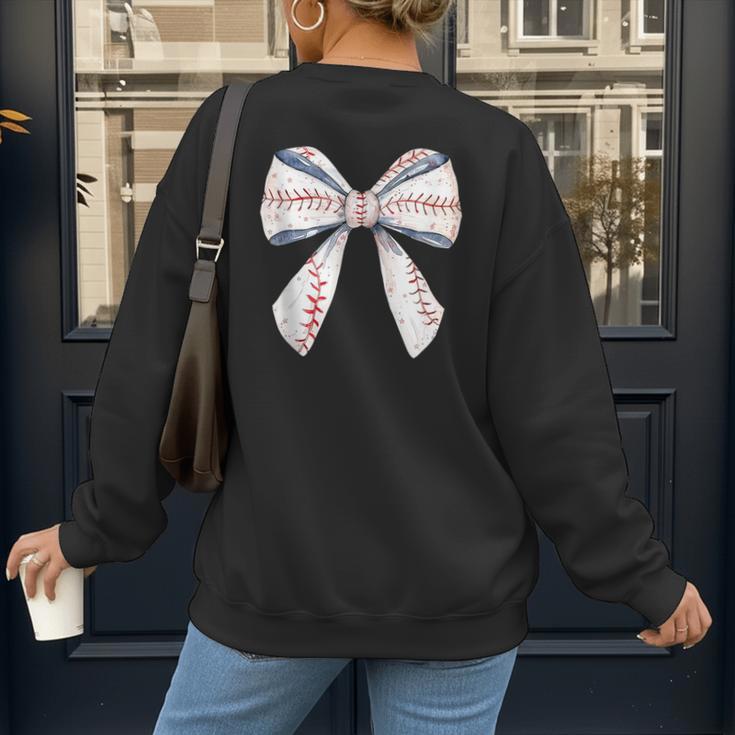 Baseball Mom Coquette Bow Baseball Mama Women's Sweatshirt Back Print Baseball Mom Coquette Bow Baseball Mama Women's Sweatshirt Back Print