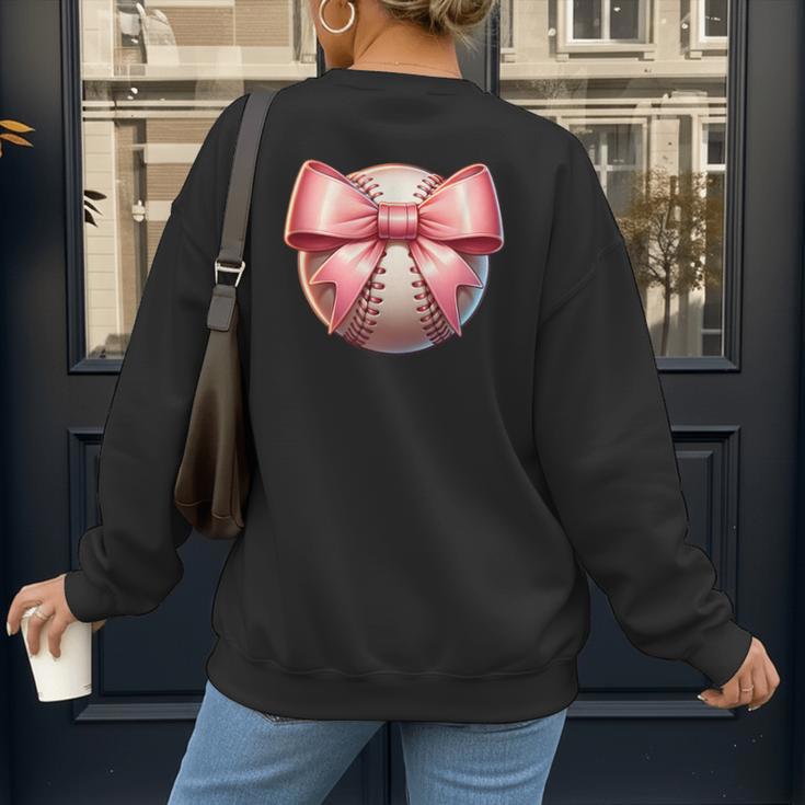 Baseball Mom Coquette Pink Bow Baseball Mom Women's Sweatshirt Back Print Baseball Mom Coquette Pink Bow Baseball Mom Women's Sweatshirt Back Print
