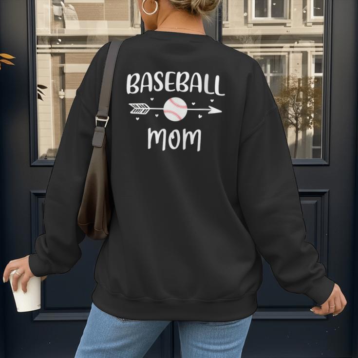 Baseball Mom Cute Grandson Player Arrow Heart Family Women's Sweatshirt Back Print
