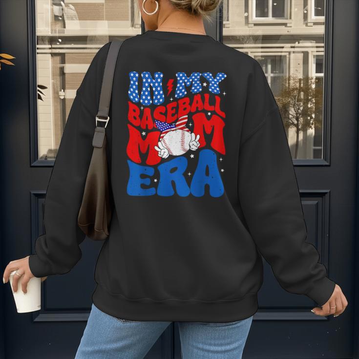 In My Baseball Mom Era Groovy Baseball Mother's Day US Flag Women's Sweatshirt Back Print
