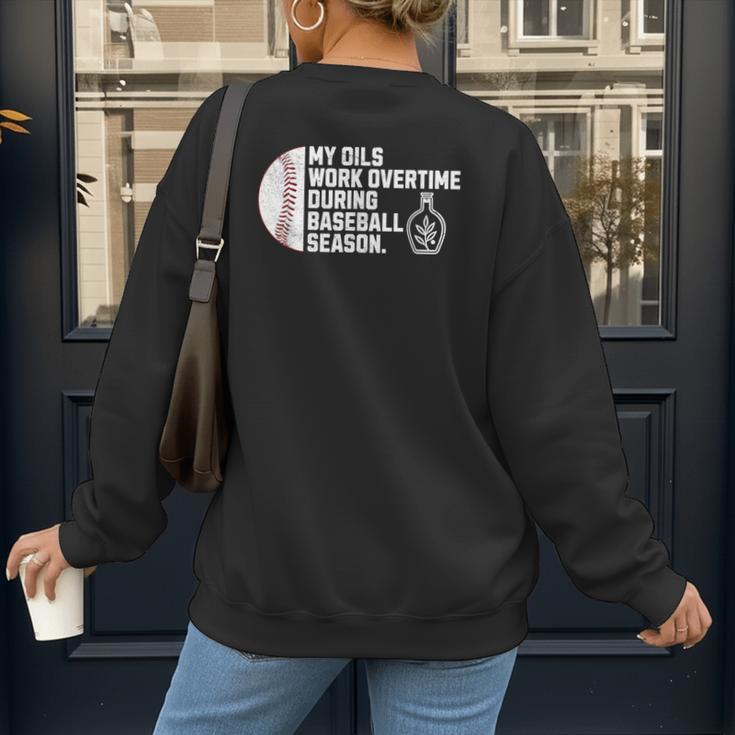 Baseball Mom Essential Oils Meme For Oily Oils Mom Women's Sweatshirt Back Print Baseball Mom Essential Oils Meme For Oily Oils Mom Women's Sweatshirt Back Print