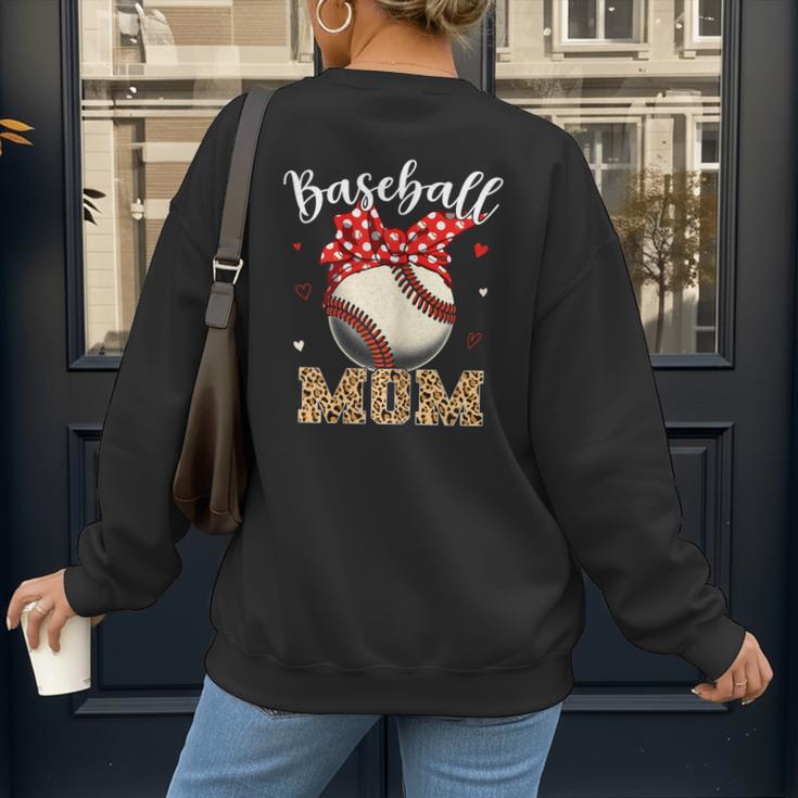 Baseball Mom Headband Leopard Baseball Ball Mother's Day Women's Sweatshirt Back Print