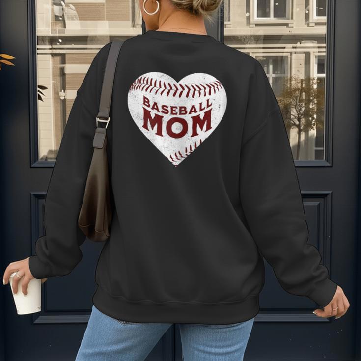 Baseball Mom Heart Love Mother's Day Game Day Support Women's Sweatshirt Back Print