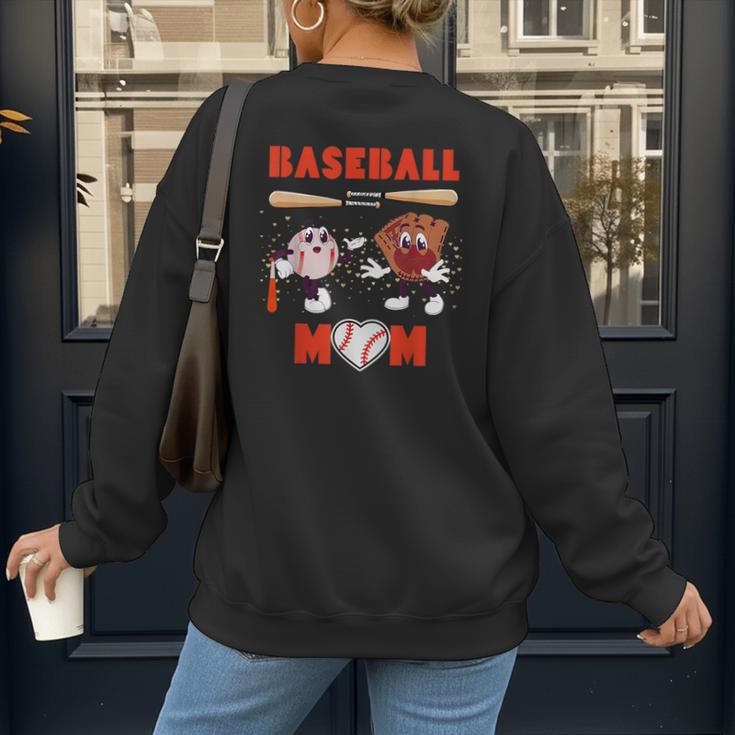 Baseball Mom Heart Baseball Mama Mother's Day Women's Sweatshirt Back Print