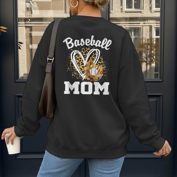 Baseball Mom Leopard Heart Matching Family Women's Sweatshirt Back Print