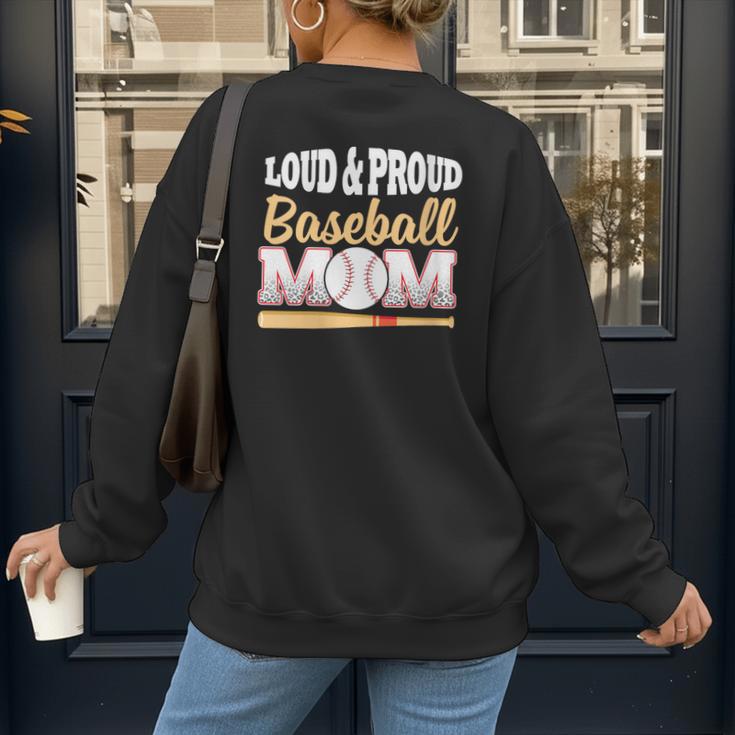 Baseball Mom Leopard Print Loud And Proud With Ball & Bat Women's Sweatshirt Back Print