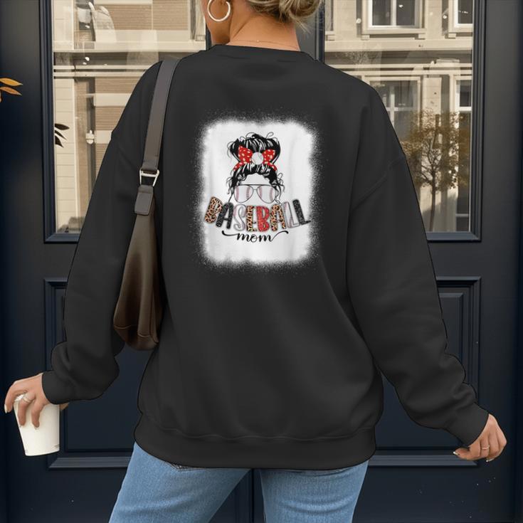 Baseball Mom Messy Bun Mommy Baseball Player Women's Sweatshirt Back Print Baseball Mom Messy Bun Mommy Baseball Player Women's Sweatshirt Back Print