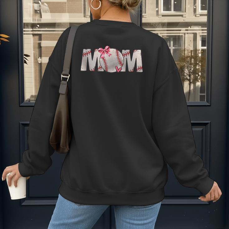 Baseball Mom With Pink Bow Women's Sweatshirt Back Print