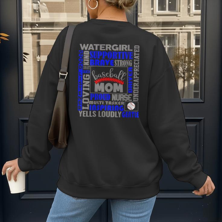 Baseball Mom Traits For Great Mothers Grey And Blue Women's Sweatshirt Back Print Baseball Mom Traits For Great Mothers Grey And Blue Women's Sweatshirt Back Print