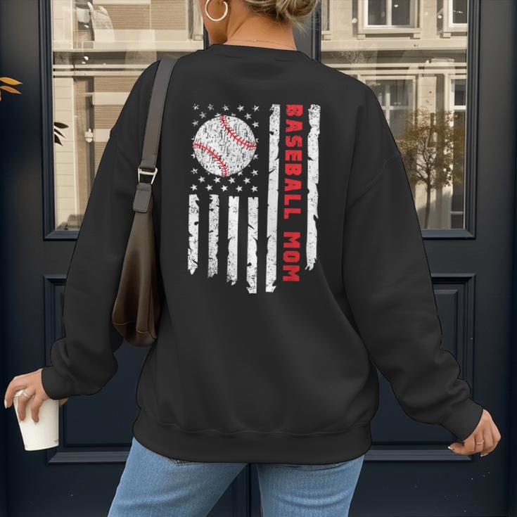 Baseball MOM USA American Flag Patriotic Mama Mother's Day For Women Kids Men Women's Sweatshirt Back Print