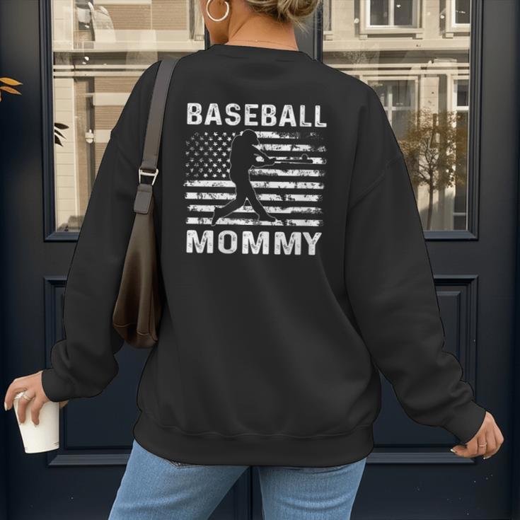 Baseball Mommy Mom USA Flag 4th Of July Women's Sweatshirt Back Print Baseball Mommy Mom USA Flag 4th Of July Women's Sweatshirt Back Print