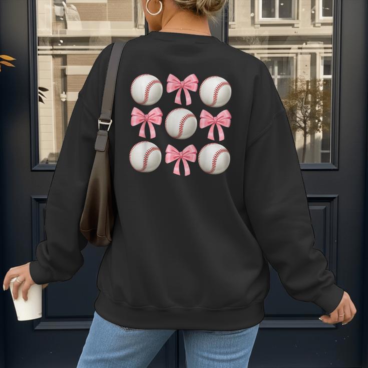 Baseballs And Bows Coquette Baseball Mom Baseball Coach Girl Women's Sweatshirt Back Print