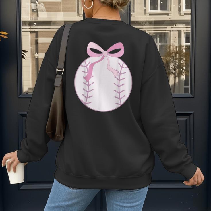 Coquette Baseball Mom Pink Bow Baseball Mama Women's Sweatshirt Back Print Coquette Baseball Mom Pink Bow Baseball Mama Women's Sweatshirt Back Print