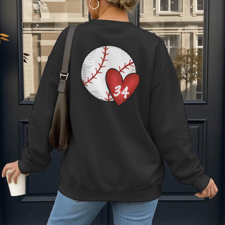 Custom Baseball Mom Number 34 Heart For Mom Mommy Women's Sweatshirt Back Print