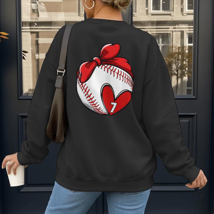 Custom Baseball Mom Number 7 Heart For Mom Mommy Women's Sweatshirt Back Print Custom Baseball Mom Number 7 Heart For Mom Mommy Women's Sweatshirt Back Print