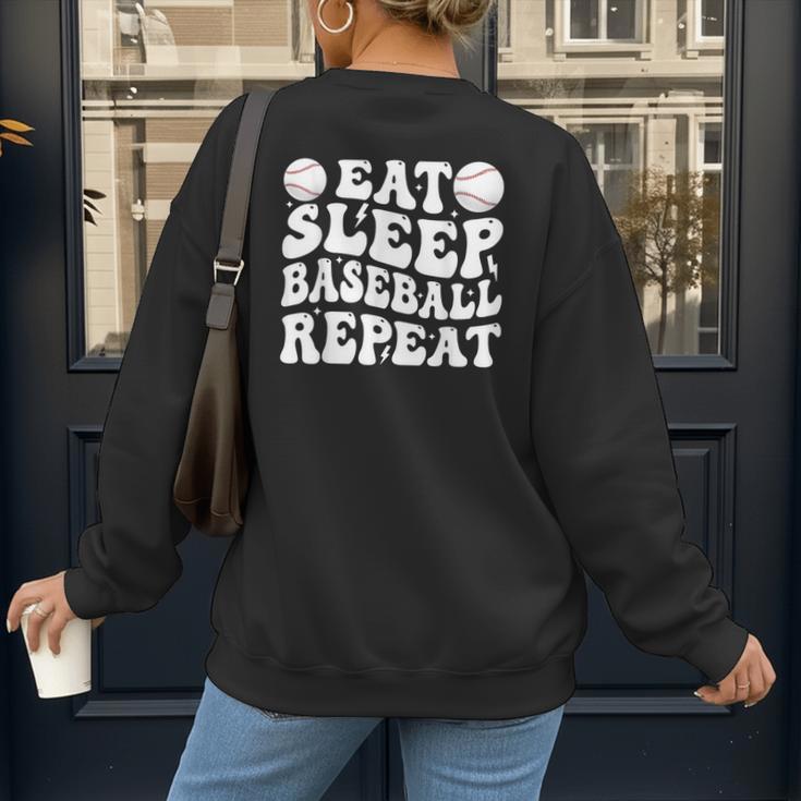 Eat Sleep Baseball Repeat Baseball Lover Baseball Mom Girls Women's Sweatshirt Back Print