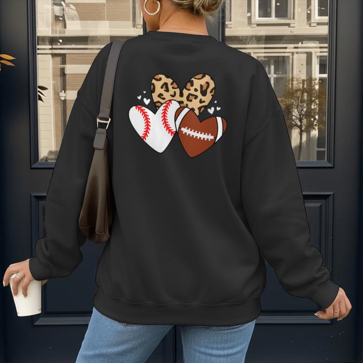 Football Baseball Heart Football Baseball Mom Women's Sweatshirt Back Print Football Baseball Heart Football Baseball Mom Women's Sweatshirt Back Print