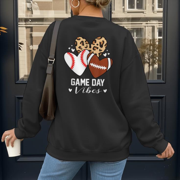 Game Day Vibes Football Baseball Mom Heart Women's Sweatshirt Back Print Game Day Vibes Football Baseball Mom Heart Women's Sweatshirt Back Print