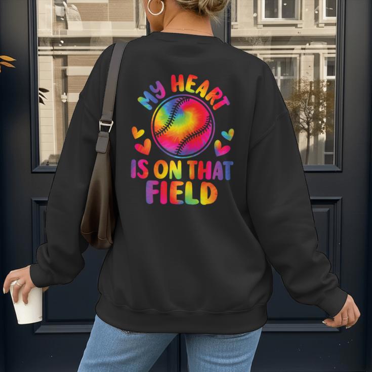 My Heart Is On That Field Cute Baseball Mom Women Women's Sweatshirt Back Print