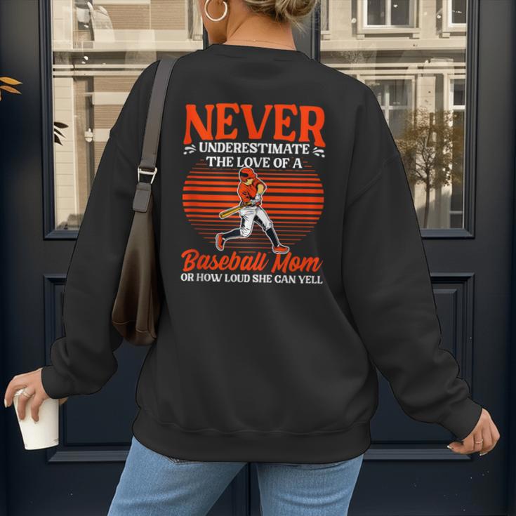 Love Of A Baseball Mom Pitcher Catcher Baseball Player Women's Sweatshirt Back Print Love Of A Baseball Mom Pitcher Catcher Baseball Player Women's Sweatshirt Back Print