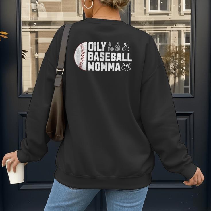 Oily Baseball Momma Essential Oils Meme For Oils Mom Women's Sweatshirt Back Print Oily Baseball Momma Essential Oils Meme For Oils Mom Women's Sweatshirt Back Print