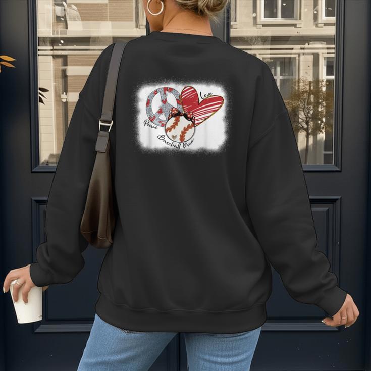 Peace Love Baseball Mom Mommy Women's Sweatshirt Back Print Peace Love Baseball Mom Mommy Women's Sweatshirt Back Print