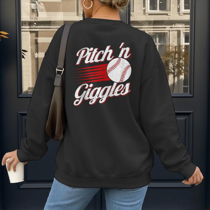 Pitch 'n Giggles Baseball Player Women Baseball Mom Women's Sweatshirt Back Print Pitch 'n Giggles Baseball Player Women Baseball Mom Women's Sweatshirt Back Print