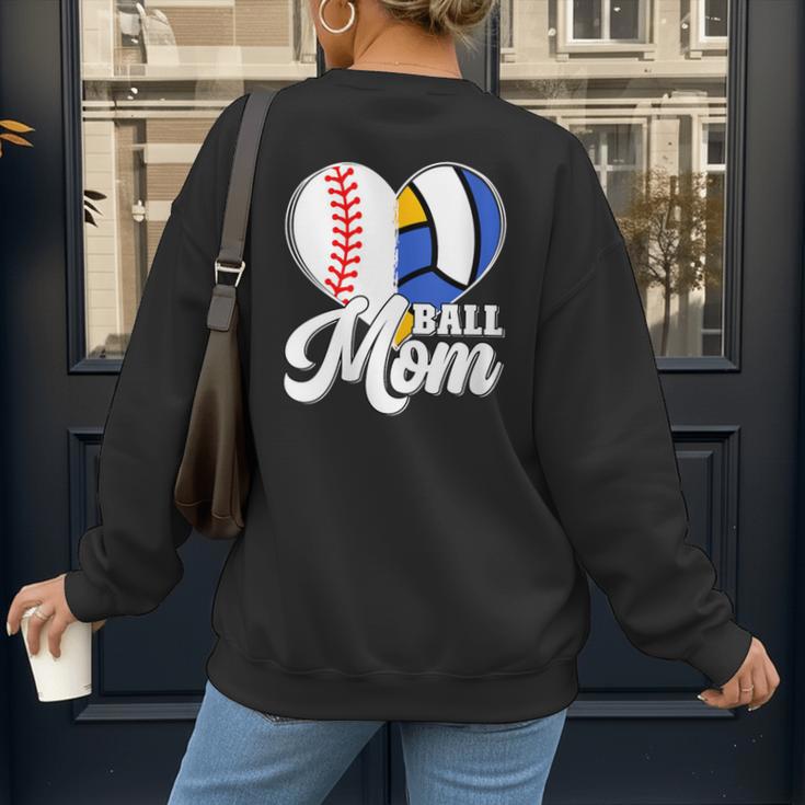 Proud Ball Mom Volleyball Baseball Mom Heart Women's Sweatshirt Back Print